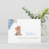 Es ist ein Junge Bär Thankyou card blaue Babydusch (Stehend Vorderseite)