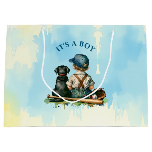 Es ist ein Junge | Baseball Themed Baby Dusche Große Geschenktüte (Vorderseite)