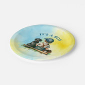 Es ist ein Junge | Baseball Themed Baby Dusche Pappteller (Schrägansicht)