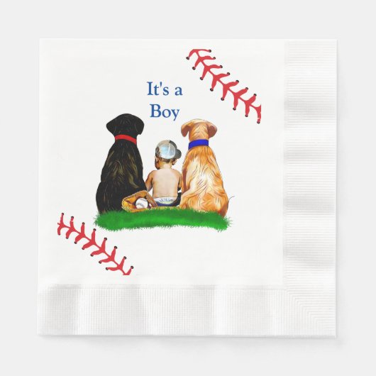 Es ist ein Junge, | Baseball Themed Baby Dusche Serviette (Vorderseite)