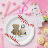 Es ist ein Junge, Baseball Themed Boy's Baby Showe Pappteller (Party)
