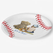 Es ist ein Junge, Baseball Themed Boy's Baby Showe Pappteller (Schrägansicht)