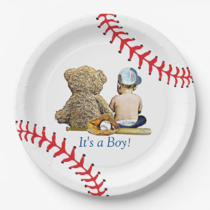 Es ist ein Junge, Baseball Themed Boy's Baby Showe Pappteller