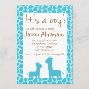 Es ist ein Junge Blau Giraffe Silhouetten Baby Jun Einladung