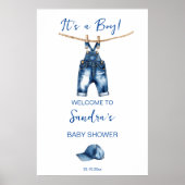 Es ist ein junge blaue Jeans Babydusche Begrüßungs Poster (Vorne)