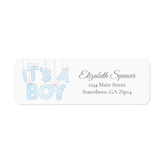 Es ist ein Junge | Blaue Rücksendeadresse (Vorne)