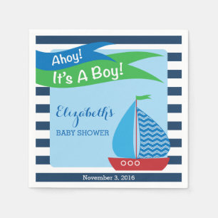 Es ist ein Junge, blaue SeeBabyparty Serviette