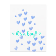 Es ist ein Junge - Blaue und Teeliche Aquarellherz