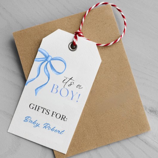 Es ist ein Junge Blaues Band Geschenkanhänger