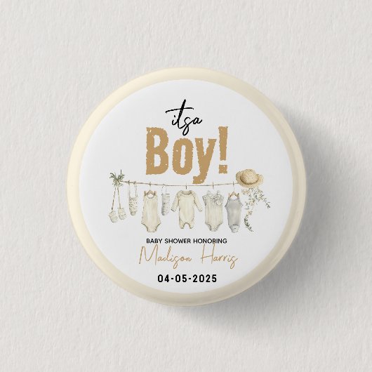 Es ist ein Junge! Blue Baby Shower - Niedlich & Sw Button (Vorderseite)