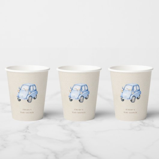 Es ist ein Junge Blue Boho Wasserfarbe Retro Auto Pappbecher (Multi)