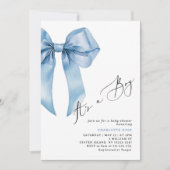 Es ist ein Junge Blue Bow Elegant Baby Shower Einladung (Vorderseite)