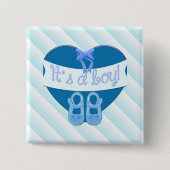 Es ist ein Junge Blue Heart Bow Shoes Baby Boy Sho Button (Vorderseite)
