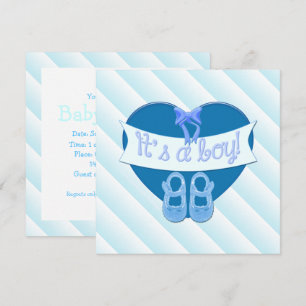 Es ist ein Junge Blue Heart Shoes Baby Boy Shower Einladung