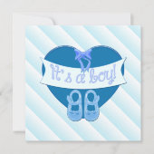 Es ist ein Junge Blue Heart Shoes Baby Boy Shower Einladung (Vorderseite)