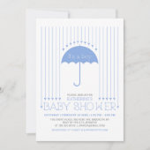 Es ist ein Junge | Blue Hearts & Umbrella Baby Sho Einladung (Vorderseite)