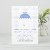 Es ist ein Junge | Blue Hearts & Umbrella Baby Spr Einladung (Stehend Vorderseite)