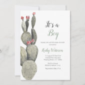 Es ist ein Junge Cactus Peach Baby Shower Einladung (Vorderseite)
