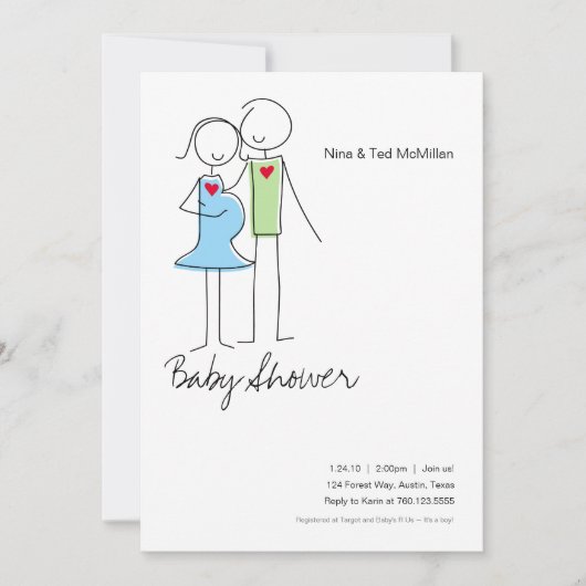 Es ist ein Junge, Coed Baby Dusche Einladungen, 12 Einladung (Vorderseite)