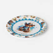 Es ist ein Junge | Cowboy Teddy Bear Boy's Baby Sh Pappteller (Schrägansicht)