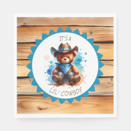 Es ist ein Junge | Cowboy Teddy Bear Boy's Baby Sh Serviette