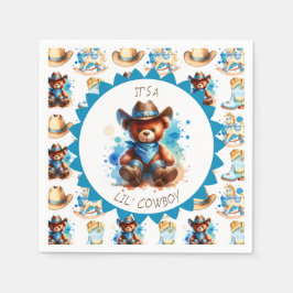 Es ist ein Junge | Cowboy Teddy Bear Boy's Baby Sh Serviette