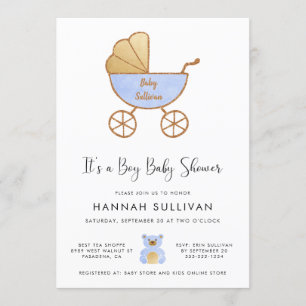 Es ist ein Junge, der eine blaue goldene Aquarelld Einladung