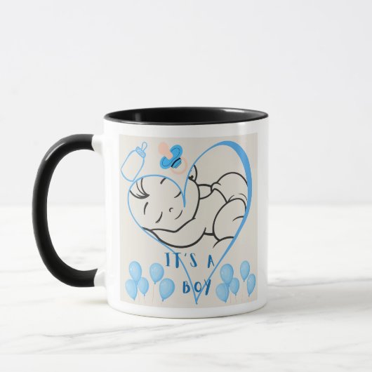 „Es ist ein Junge“-Design zur Feier der Ankunft Tasse (Links)
