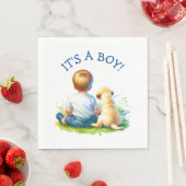 Es ist ein Junge | Ein Baby und seine Dog Baby Dus Serviette (Beispiel)