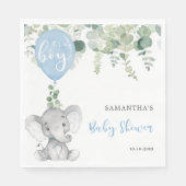 Es ist ein Junge Elefantenballons Babydusche Grünp Serviette (Vorderseite)