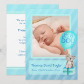 Es ist ein Junge Foto Baby Blue Aqua Ankündigung (Vorne/Hinten)