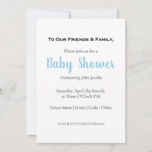 Es ist ein Junge, Foto-Speicher, Baby-Duschkarte. Einladung (Rückseite)