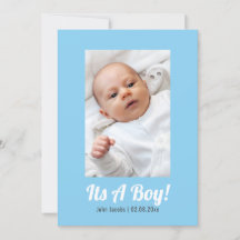 Es ist ein Junge, Foto-Speicher, Baby-Duschkarte.