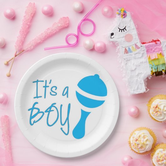 Es ist ein Junge Geschlecht zeigen Baby Dusche Blu Pappteller (Party)