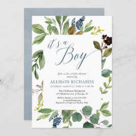 Es ist ein Junge grün Blätter Blätter rustikale Ba Einladung