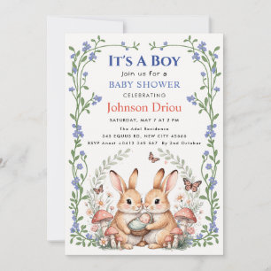 Es ist ein Junge-Hasen-Baby-Shower-Einladung Einladung