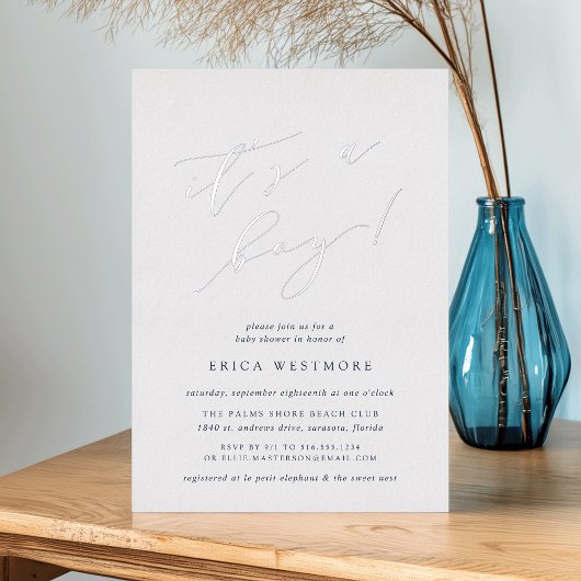 Es ist ein Junge | Kinderdusche Folieneinladung