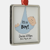 Es ist ein Junge! Mitteilung Silbernes Ornament (Rechts)