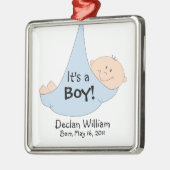 Es ist ein Junge! Mitteilung Silbernes Ornament (Links)