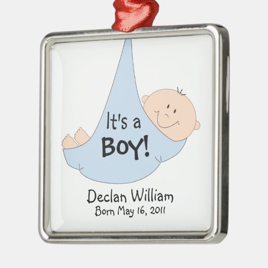 Es ist ein Junge! Mitteilung Silbernes Ornament (Links)