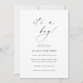 Es ist ein Junge | Moderne Minimal Calligrafy Invi Einladung (Vorderseite)