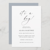 Es ist ein Junge | Moderne Minimal Calligrafy Invi Einladung (Vorne/Hinten)