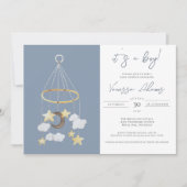 Es ist ein Junge! Moon & Stars Baby Mobile Kinderz Einladung (Vorderseite)