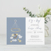 Es ist ein Junge! Moon & Stars Baby Mobile Kinderz Einladung (Stehend Vorderseite)