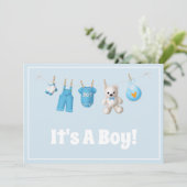Es ist ein Junge! Neues Baby - Blue Custom Foto Ca Ankündigung (Stehend Vorderseite)