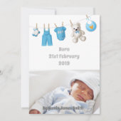 Es ist ein Junge! Neues Baby - Blue Custom Foto Ca Ankündigung (Rückseite)