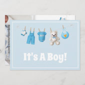 Es ist ein Junge! Neues Baby - Blue Custom Foto Ca Ankündigung (Vorne/Hinten)