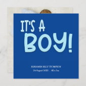 Es ist ein Junge Neugeborenen Foto Geburtsankündig (Vorne/Hinten)