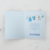 Es ist ein Junge! New Baby - Blue Custom Foto Karte (Innenseite)