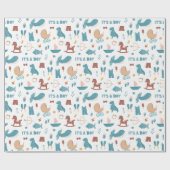 Es ist ein Junge. Niedliche Blautöschdusche Geschenkpapier (Flach)